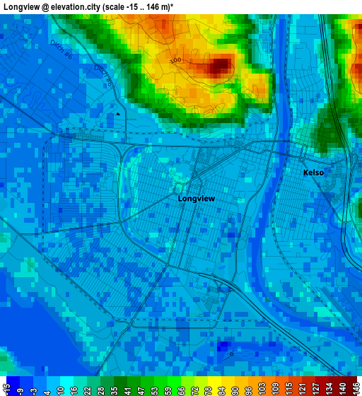 Longview elevation map