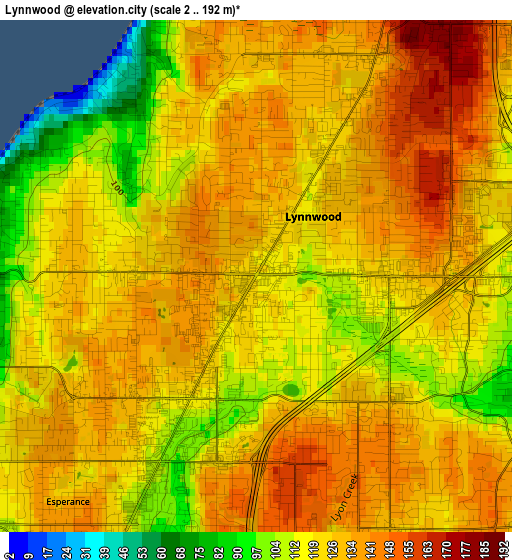 Lynnwood elevation map