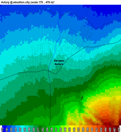 Avtury elevation map