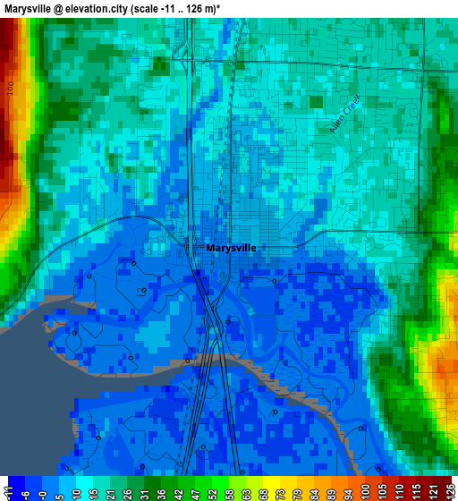 Marysville elevation map