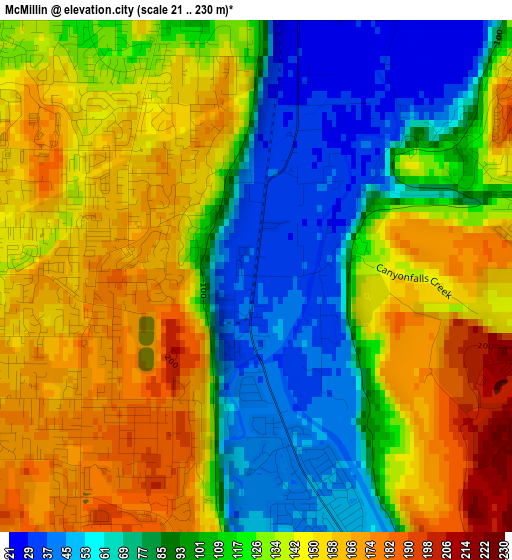 McMillin elevation map