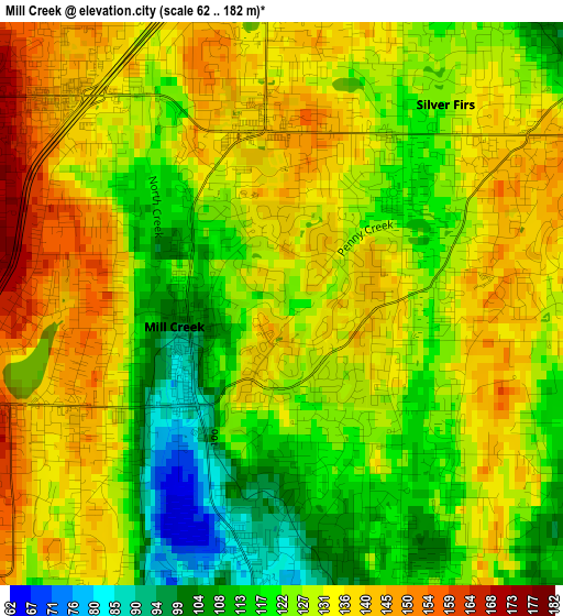 Mill Creek elevation map