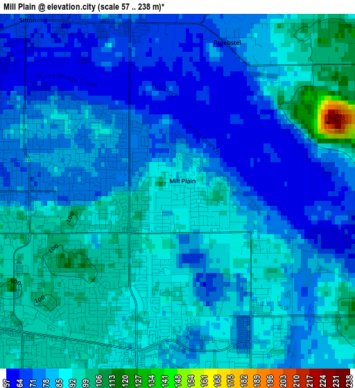 Mill Plain elevation map