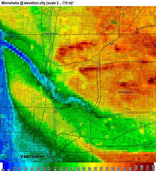 Minnehaha elevation map