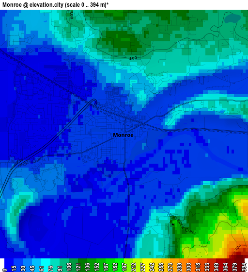 Monroe elevation map