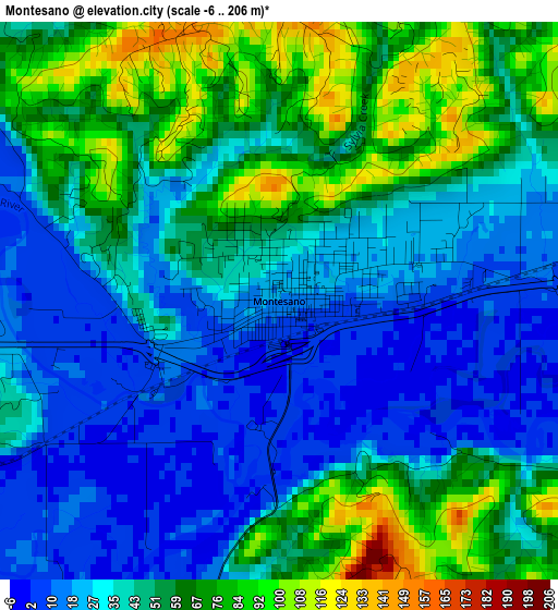 Montesano elevation map