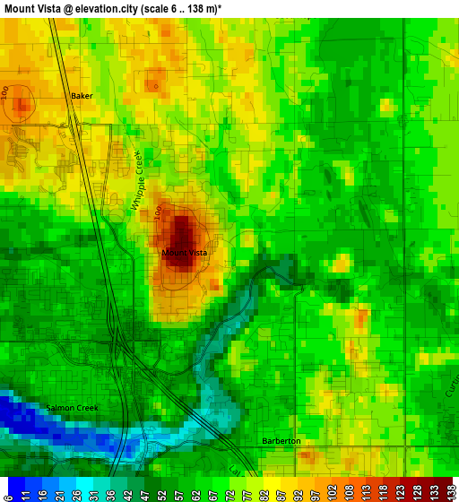 Mount Vista elevation map