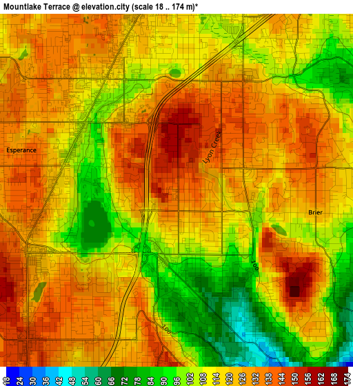 Mountlake Terrace elevation map