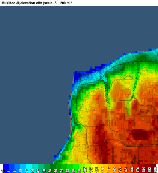 Mukilteo elevation map