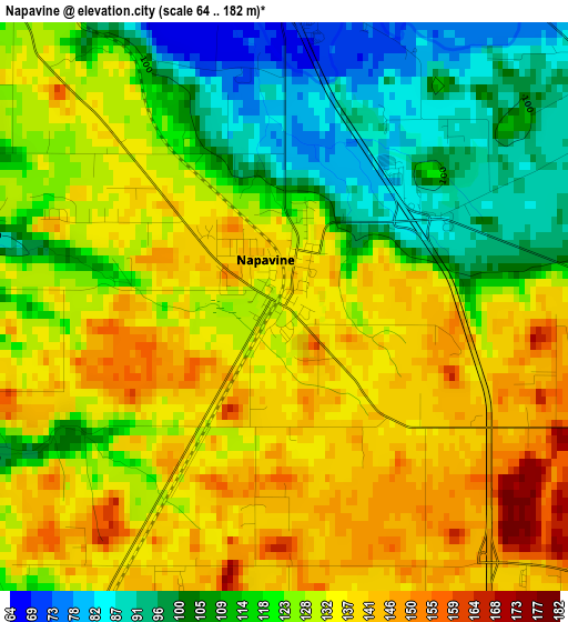 Napavine elevation map