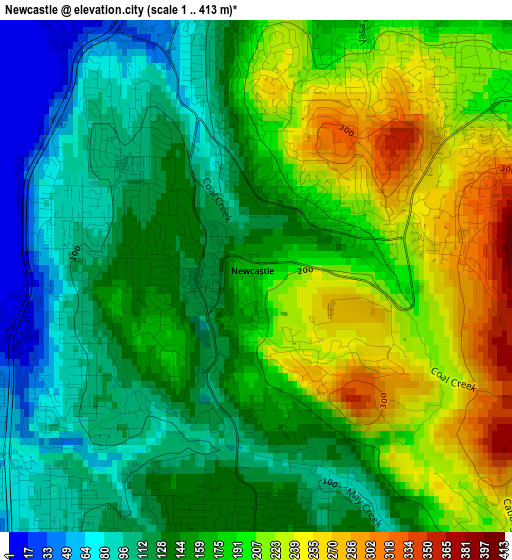 Newcastle elevation map