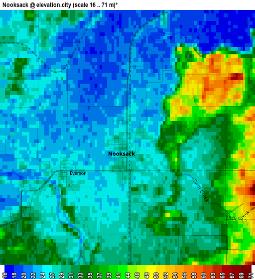 Nooksack elevation map