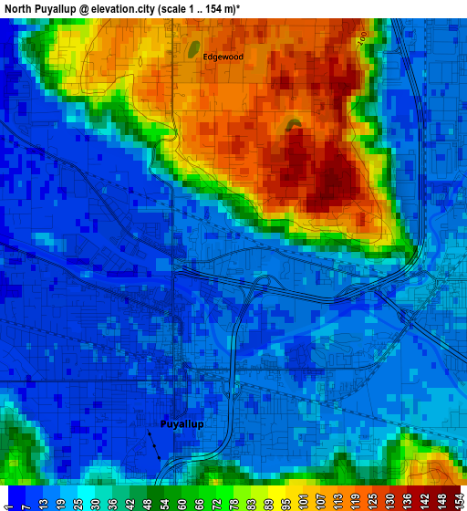North Puyallup elevation map