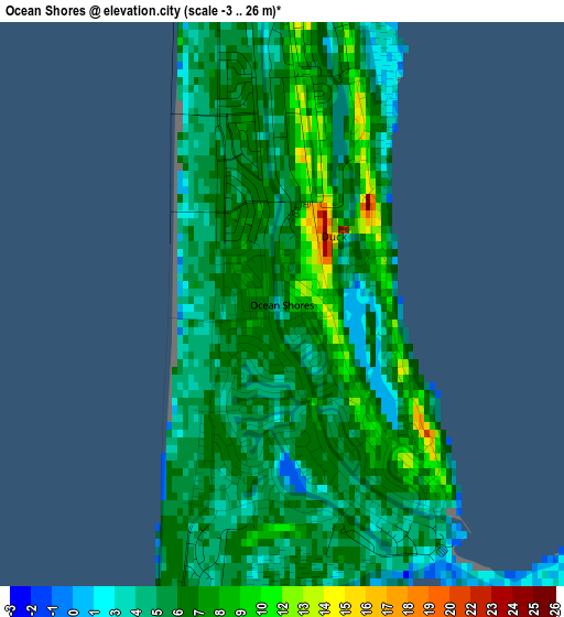 Ocean Shores elevation map