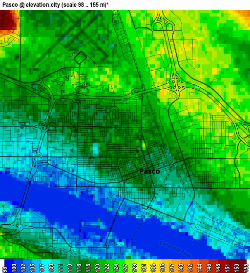 Pasco elevation map