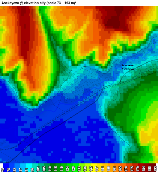 Asekeyevo elevation map