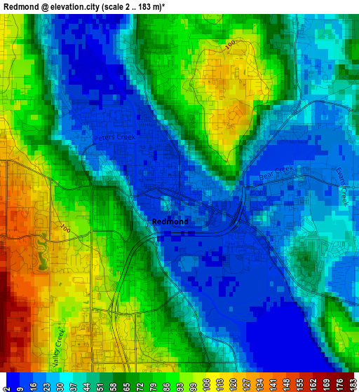 Redmond elevation map