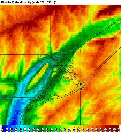 Ritzville elevation map