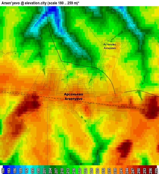 Arsen’yevo elevation map