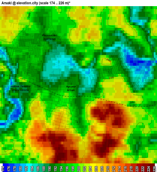 Arsaki elevation map