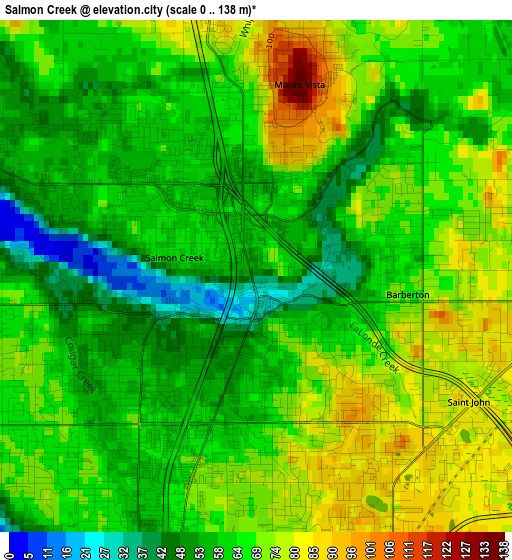 Salmon Creek elevation map