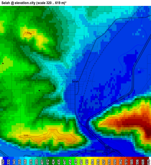 Selah elevation map