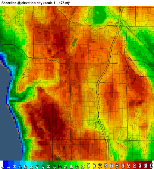 Shoreline elevation map