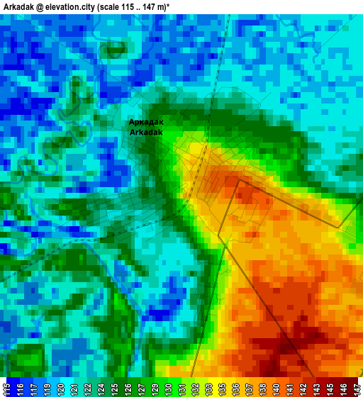 Arkadak elevation map