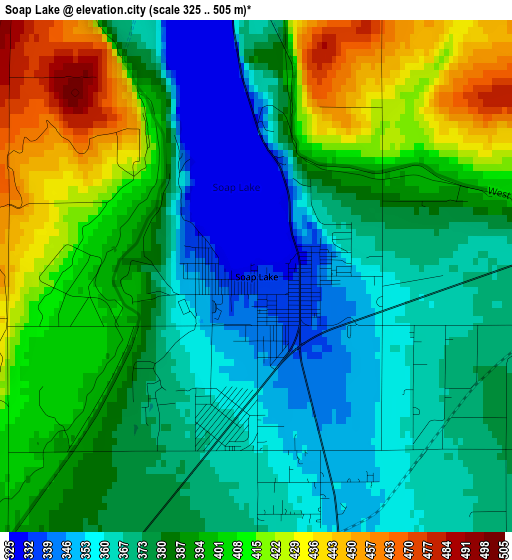 Soap Lake elevation map