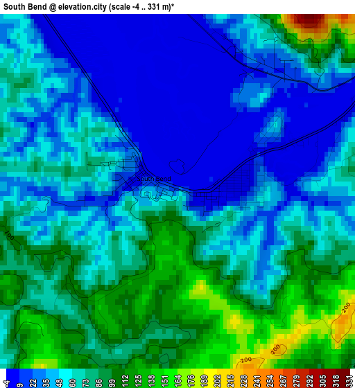 South Bend elevation map