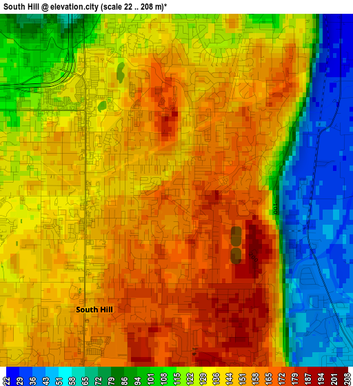 South Hill elevation map