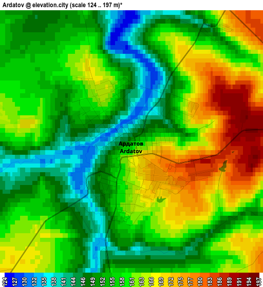 Ardatov elevation map