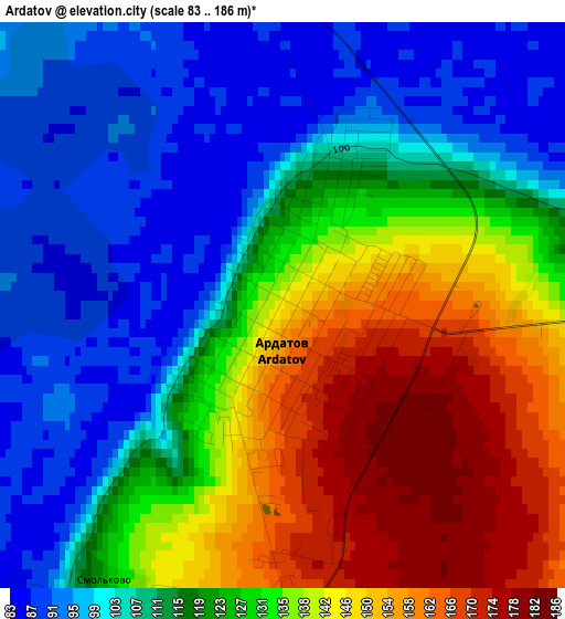 Ardatov elevation map