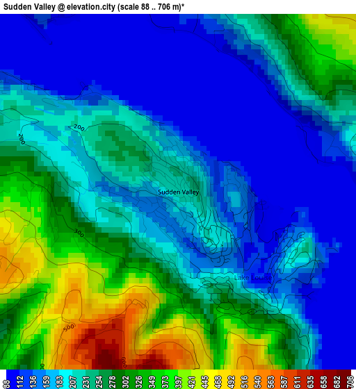 Sudden Valley elevation map