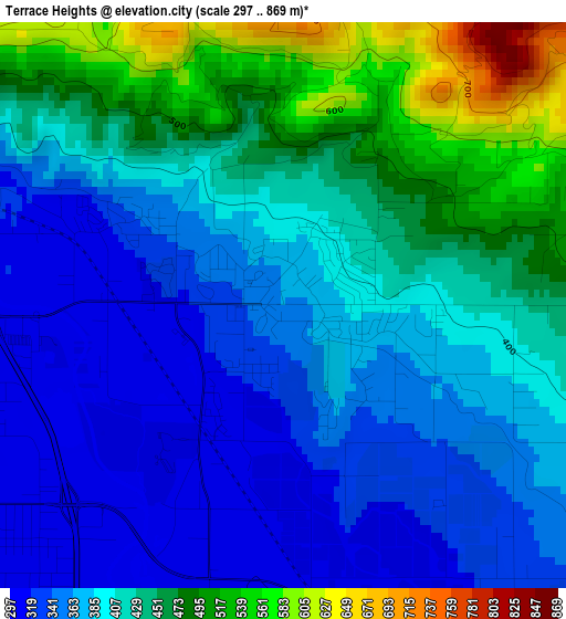 Terrace Heights elevation map