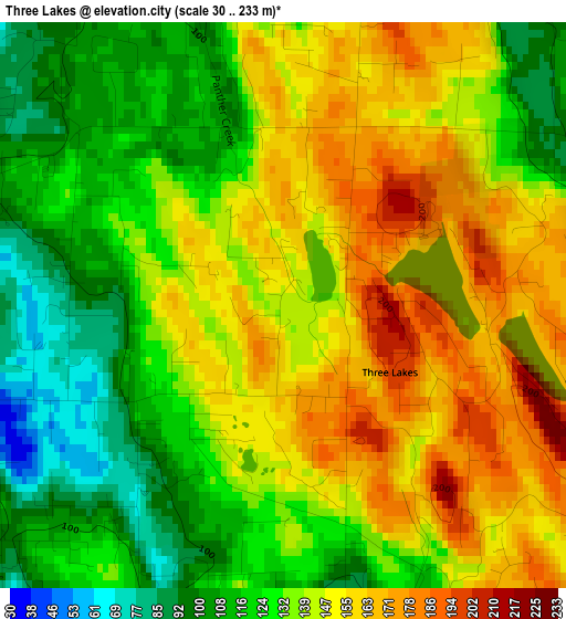 Three Lakes elevation map