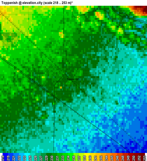 Toppenish elevation map