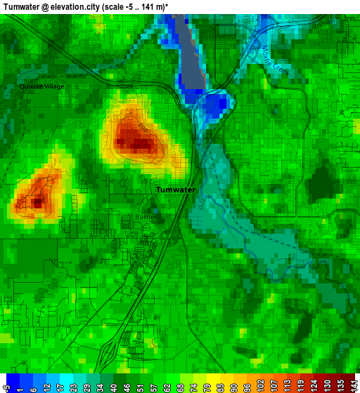 Tumwater elevation map