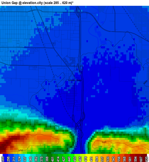 Union Gap elevation map