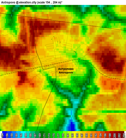 Antropovo elevation map