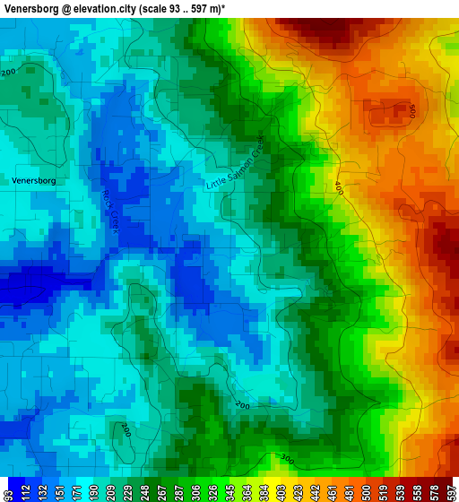 Venersborg elevation map