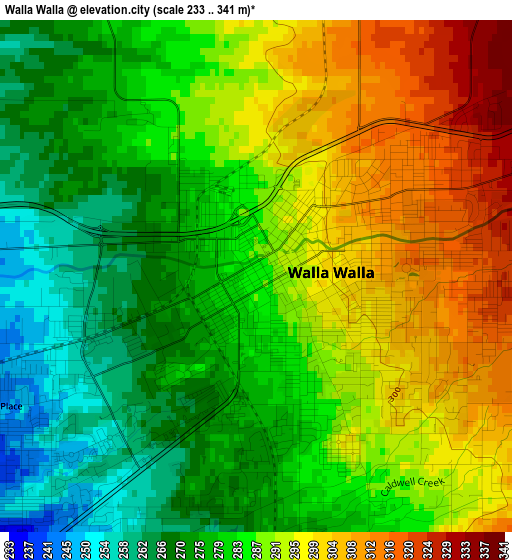 Walla Walla elevation map