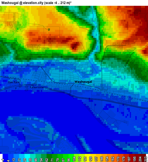 Washougal elevation map