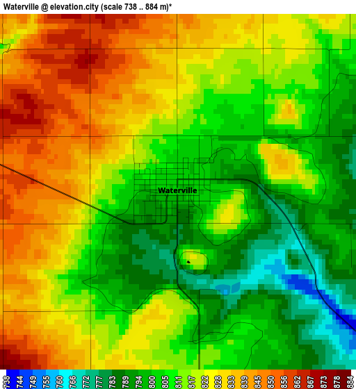 Waterville elevation map