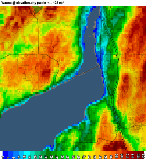 Wauna elevation map