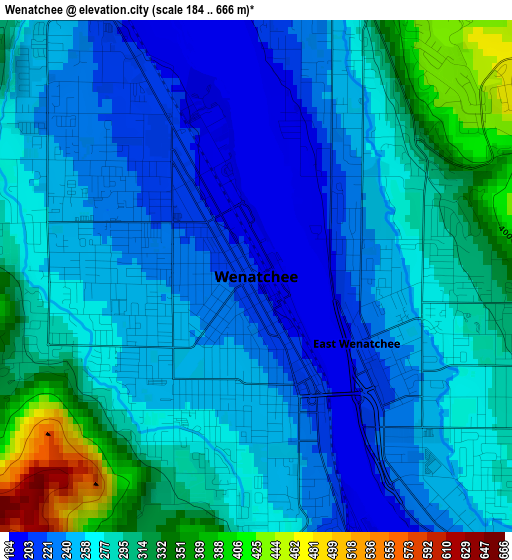 Wenatchee elevation map