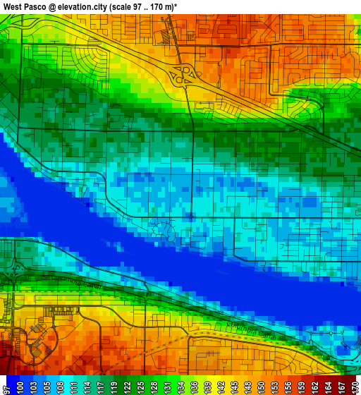 West Pasco elevation map