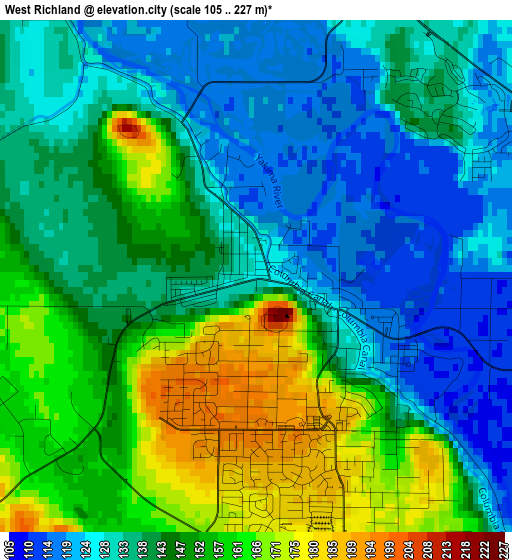 West Richland elevation map