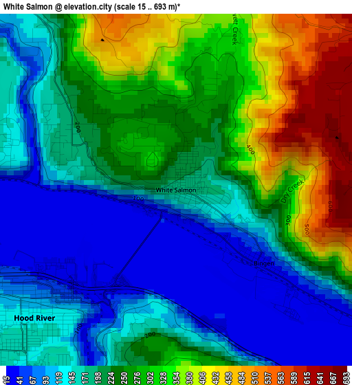 White Salmon elevation map