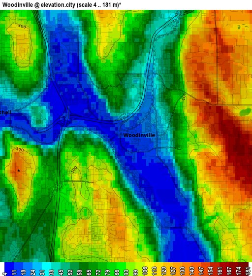 Woodinville elevation map